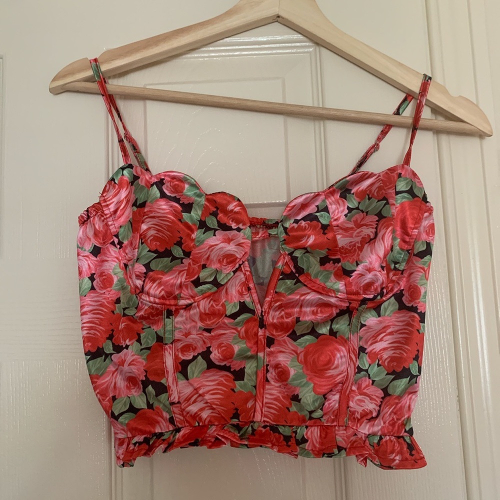 FLORAL SATIN TANK